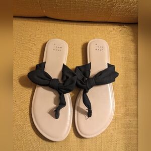 A New Day Women's Black Tied Fabric Bow Sandals
